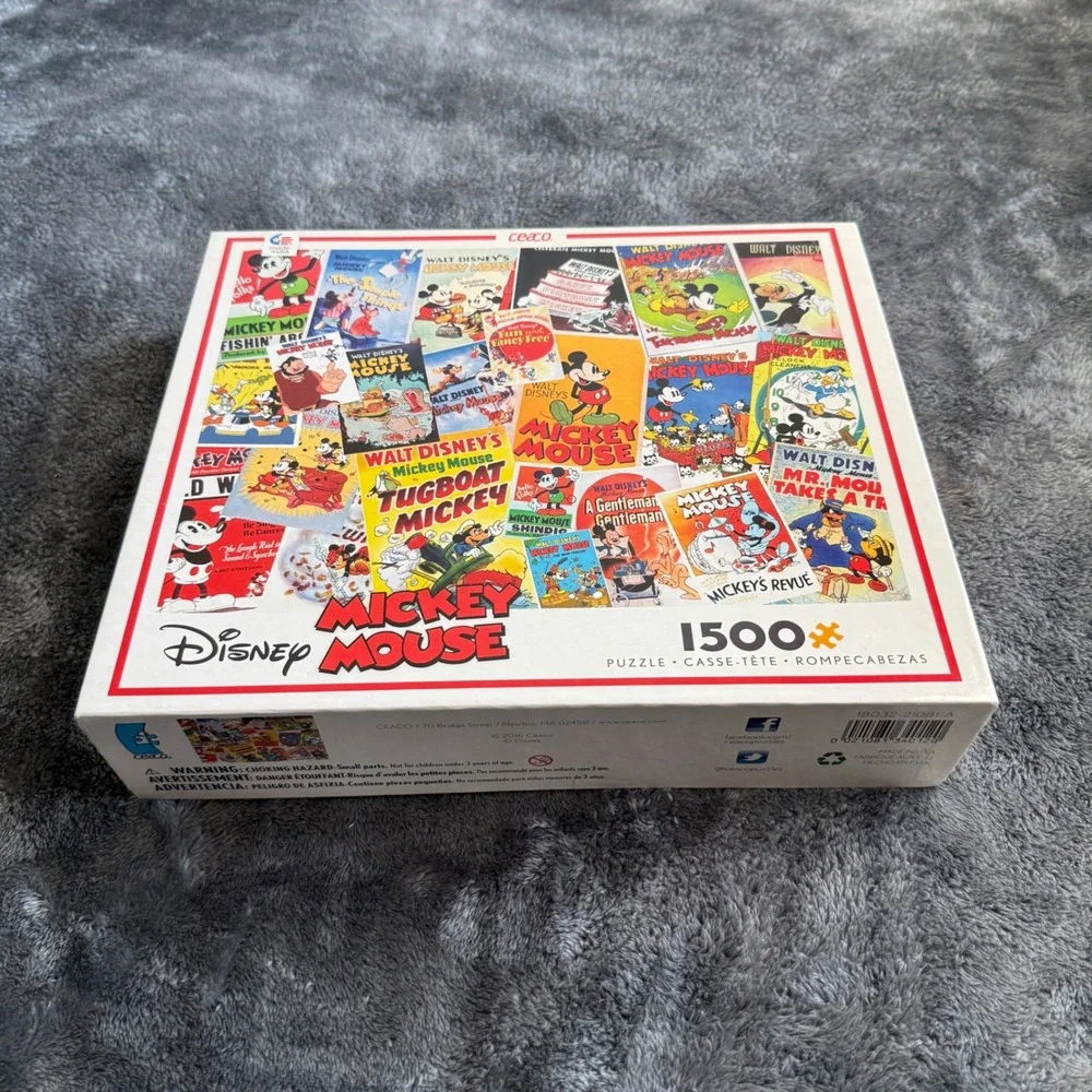 Ceaco Disney Mickey Mouse 1500 Piece Jigsaw Puzzle Vintage Movie Poster Collage